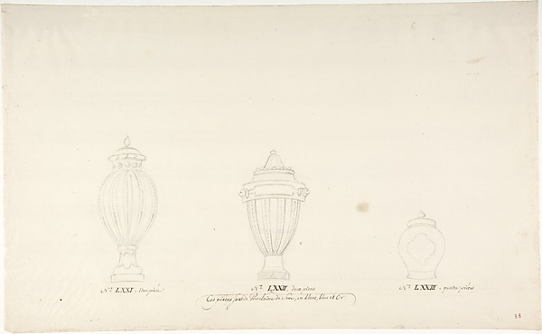 Anonymous, French, 18th century, Design for Three Vases