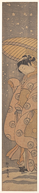 Suzuki Harunobu, Beauty under an Umbrella in the Snow