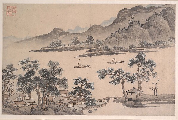Shen Zhou, Landscape with Sailboats