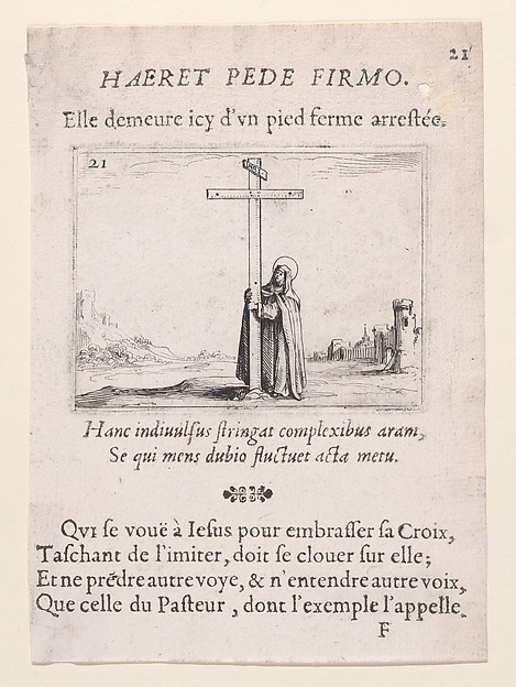 Jacques Callot, La Religieuse Tenant La Sainte Croix (The Nun Holds the Cross), plate 21 from "Lux Claustri ou La Lumière du Cloitre" (The Light of the Cloisters)