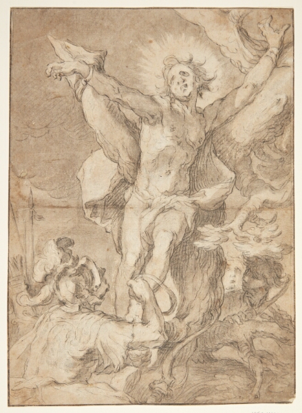 Abraham Bloemaert, Sankt Sebastian bindes til et træ af en romersk soldat