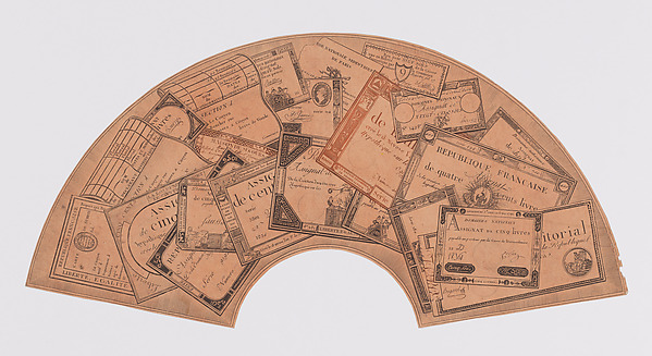 Anonymous, French, 18th century, Fan leaf with assignats from the First French Republic