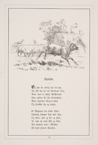 H.P. Hansen, Hjorden. Illustration til H.V. Kaalund, "Fabler for Børn"