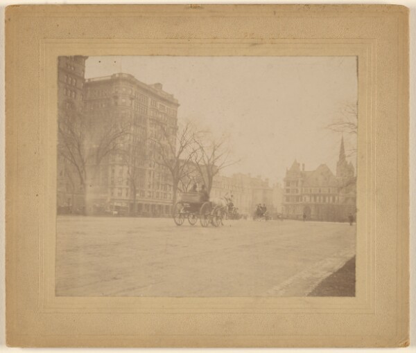 Unknown, [Street scene in an unknown city with horse and carriage at center]