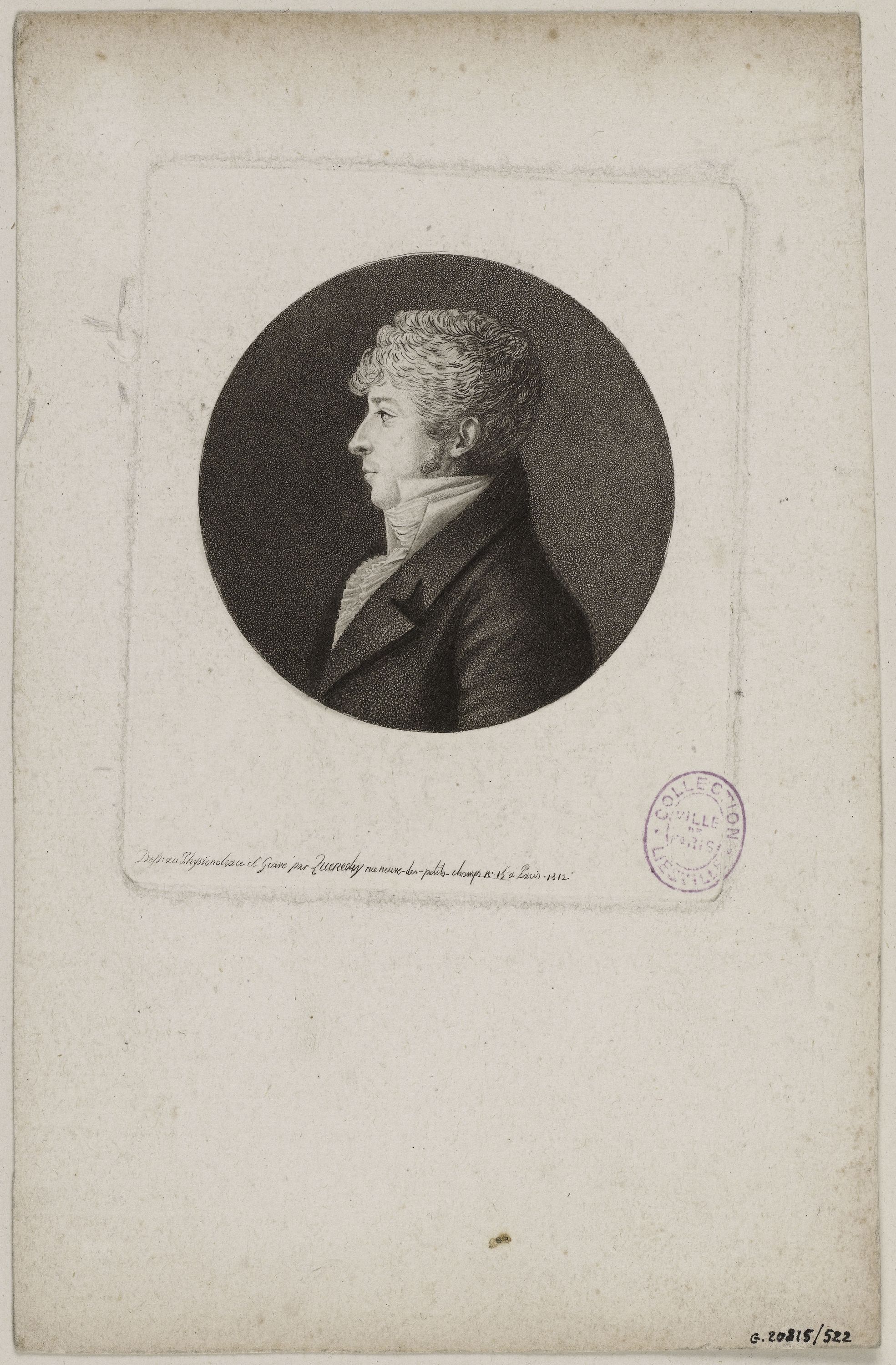 Edmé Quenedey, Portrait d'un homme, fin XVIIIème siècle/début XIXème siècle