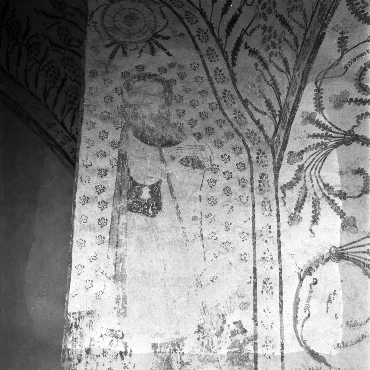 Uppsala-Bild, Lime painting in Börje Church, Börje parish, Uppland 1953