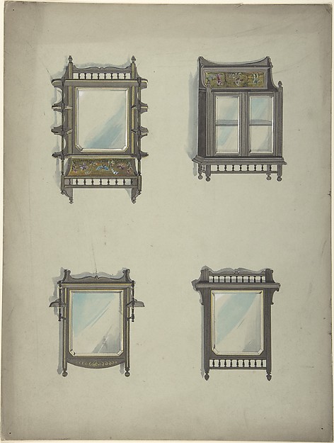 Anonymous, British, 19th century, Design for Four Hanging Mirrors