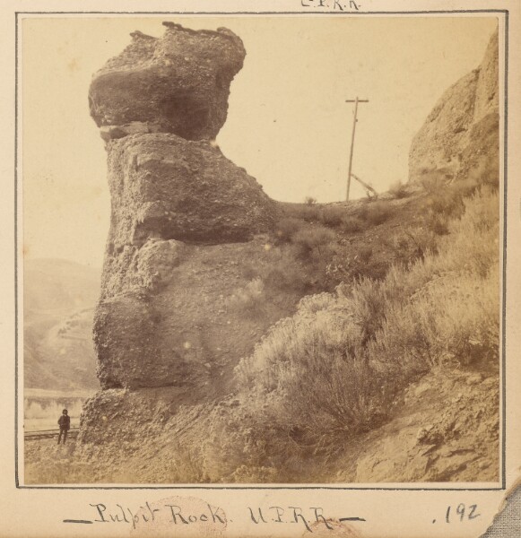 Carleton Watkins, Pulpit Rock, (View West), Echo, Utah. U.P.R.R.