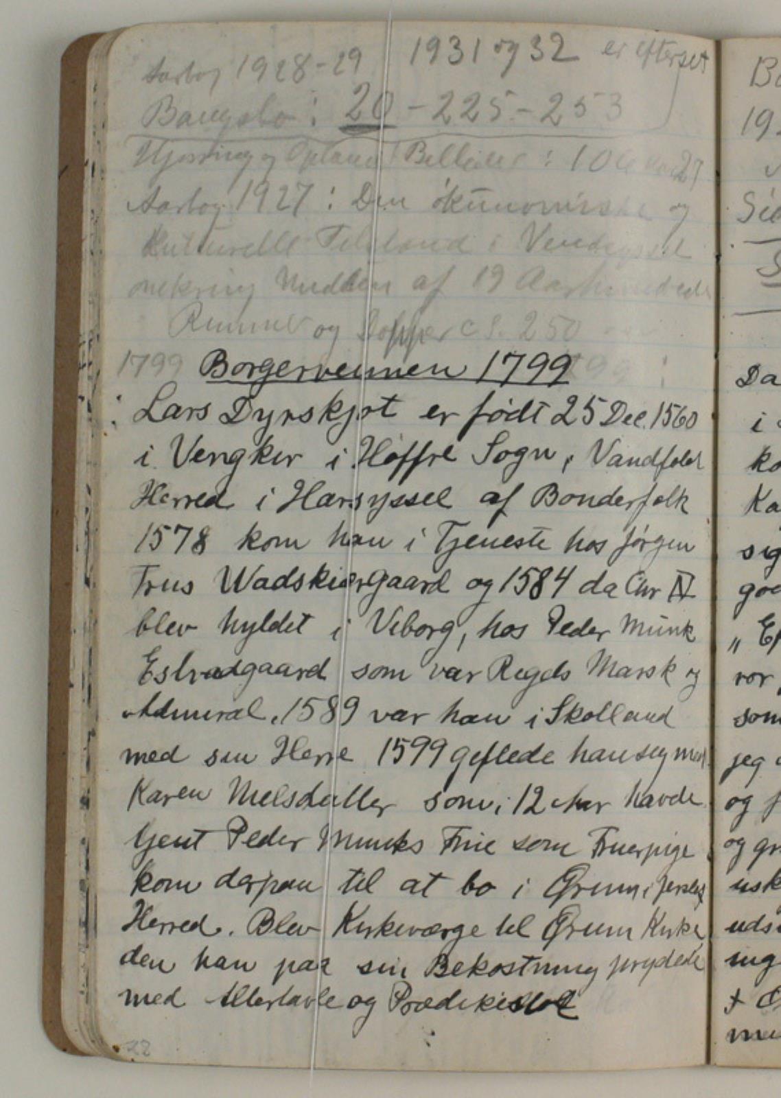 Niels Larsen Stevns, Notater vedrørende Lars Dyrskjøt. bl.a. uddrag af "Borgervennen" 1799