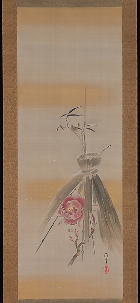 Sakai Hōitsu, Peony Sheltered by Rice Straw