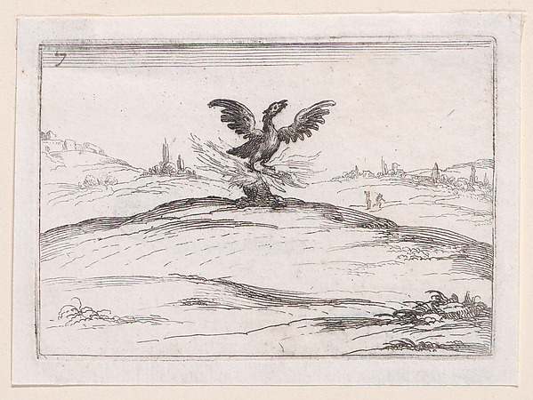 Jacques Callot, Le Phénix se Brulant (The Phoenix is Burning), plate 7 from "Lux Claustri ou La Lumière du Cloitre" (The Light of the Cloisters)