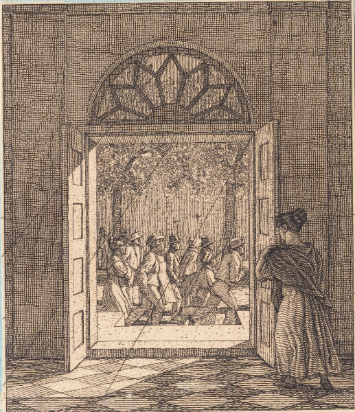 C.W. Eckersberg, Fra en forstue. Illustration til "Linearperspectiven", Tavle VI