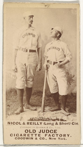 Goodwin & Company, Hugh N. "Little Nick" Nicol and John Good "Long John" Reilly, "Long & Short", Cincinnati, from the Old Judge series (N172) for Old Judge Cigarettes