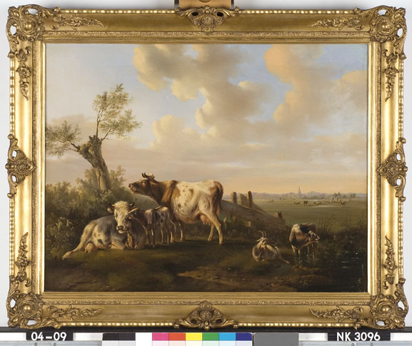 Albertus Verhoesen, Landschap met vee bij een vijver