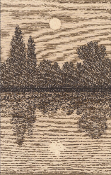 C.W. Eckersberg, Måneskin over en sø. Illustration til "Linearperspectiven", Tavle IV