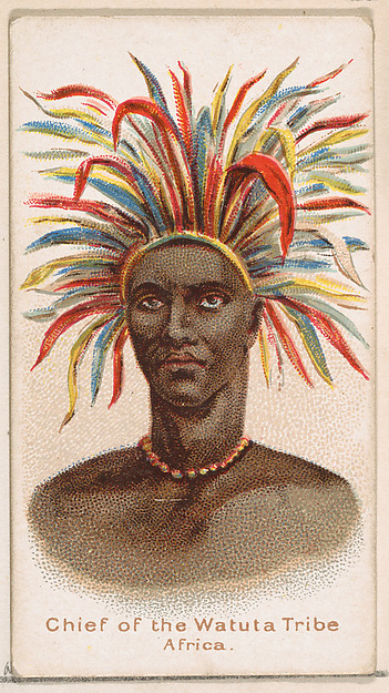 William S. Kimball & Company, Chief of the Watuta Tribe, Africa, from the Savage and Semi-Barbarous Chiefs and Rulers series (N189) issued by Wm. S. Kimball & Co.