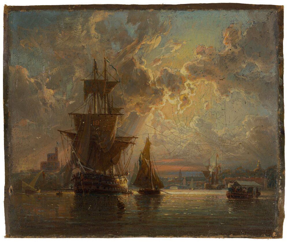 Johan Kristian Berger, The Liner Carl XIII getting its Sails dry behind Kastellholmen