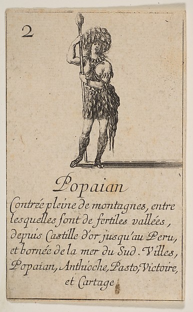 Stefano della Bella, Popayan, from the playing cards "Jeu de la Géographie"