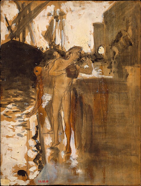 John Singer Sargent, The Balcony, Spain [and] Two Nude Bathers Standing on a Wharf