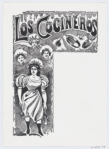 José Guadalupe Posada, A woman holding a pan and ladle with other women and cooking supplies in the background