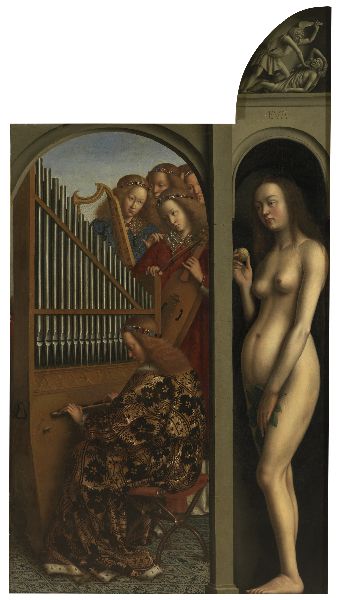 Jan van Eyck, Music-making Angels and Eve