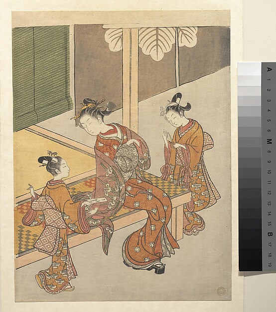 Suzuki Harunobu, On the Engawa of Tsuta-ya