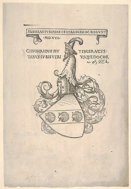 Hans Burgkmair, Bookplate with the coat of arms of Konrad Peutinger