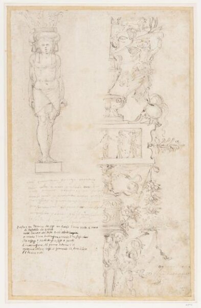 Raphael, An Egyptian caryatid and a vertical band of grotesque ornaments