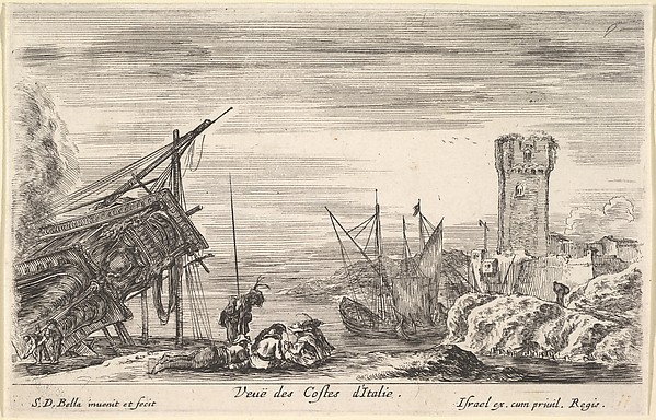 Stefano della Bella, View of the coast of Italy (Veue des Costes d'Italie), from "Views of seaports" (Vues de ports de mar)