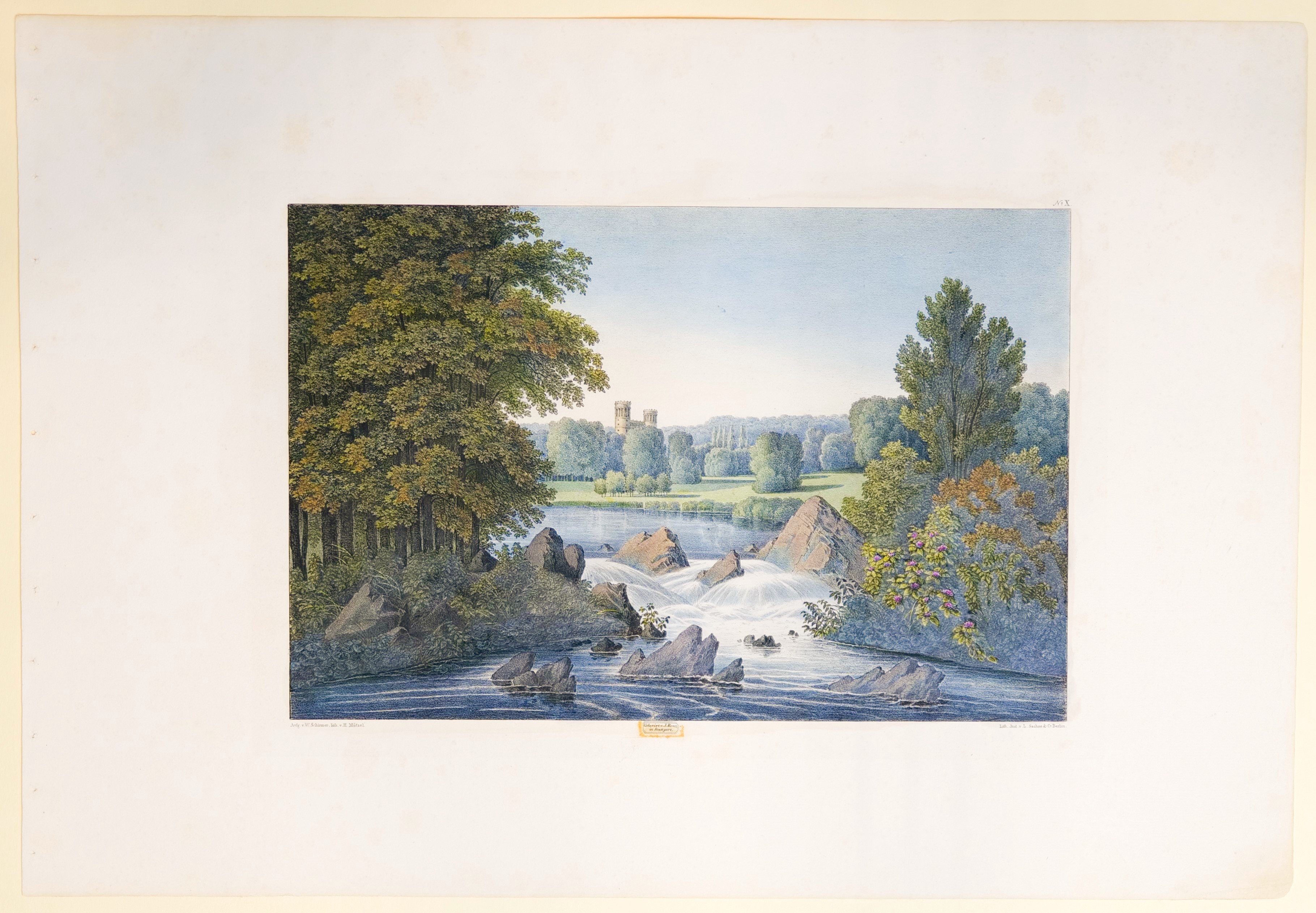 Heinrich Mützel, Gestaltung von Wehren, Tafel X der "Andeutungen über Landschaftsgärtnerei"