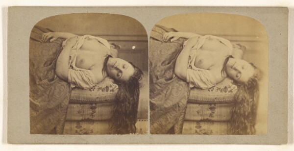 Unknown, [Bare-breasted woman sleeping on sofa]