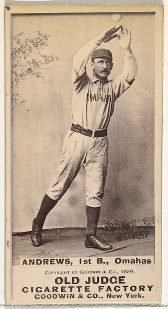 Goodwin & Company, William Walter "Wally" Andrews, 1st Base, Omaha Omahogs/Lambs, from the Old Judge series (N172) for Old Judge Cigarettes