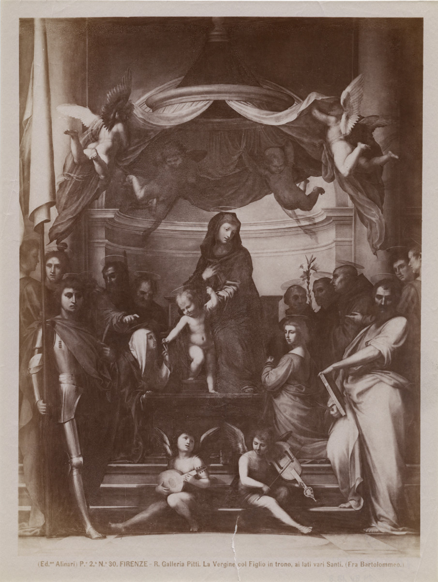 Fratelli Alinari, Fra Bartolommeo: Thronende Maria mit dem Kind und Heiligen, Galleria Palatina, Palazzo Pitti, Florenz