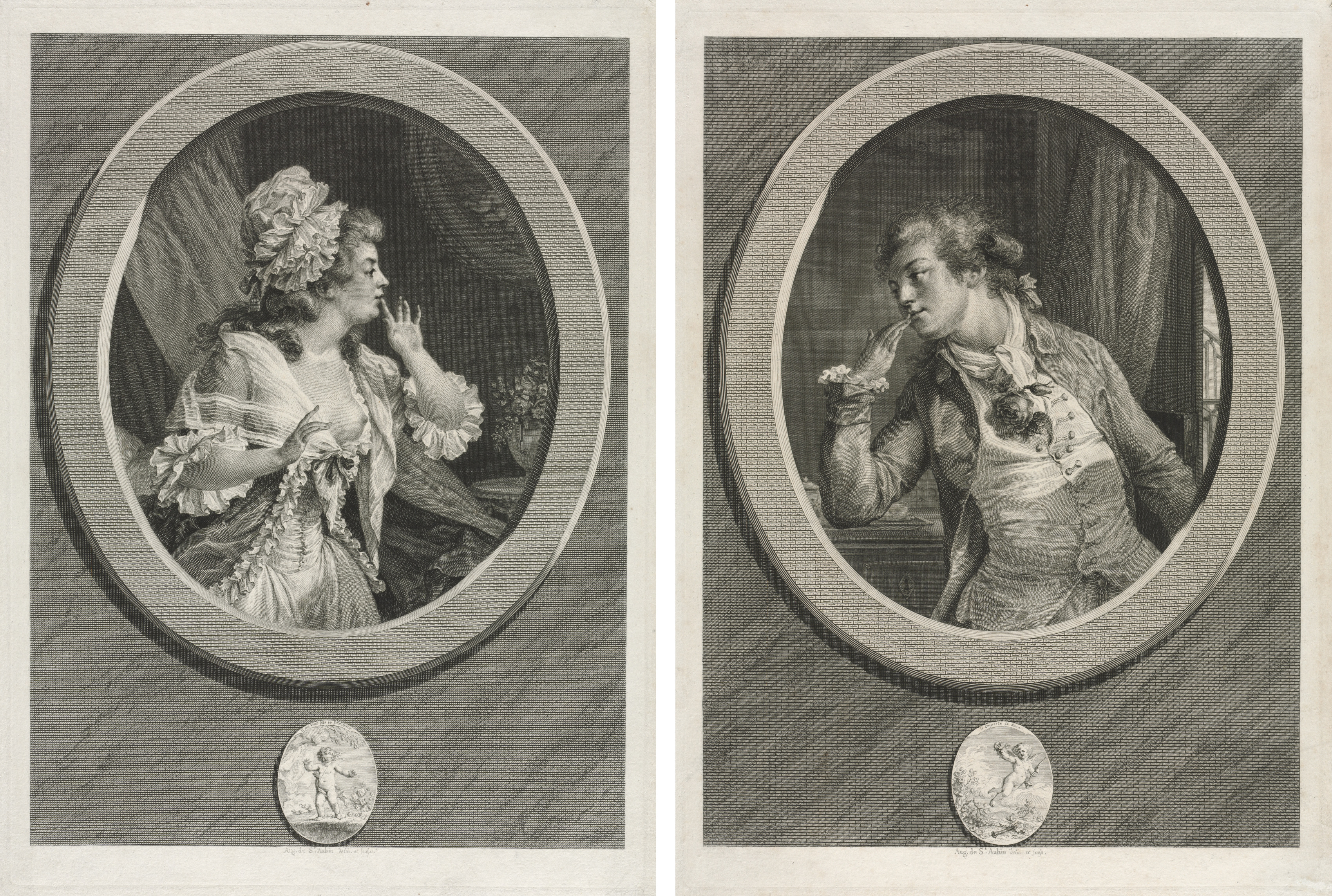 Augustin de Saint-Aubin, At Least Be Discreet and You May Count on Me (pair)