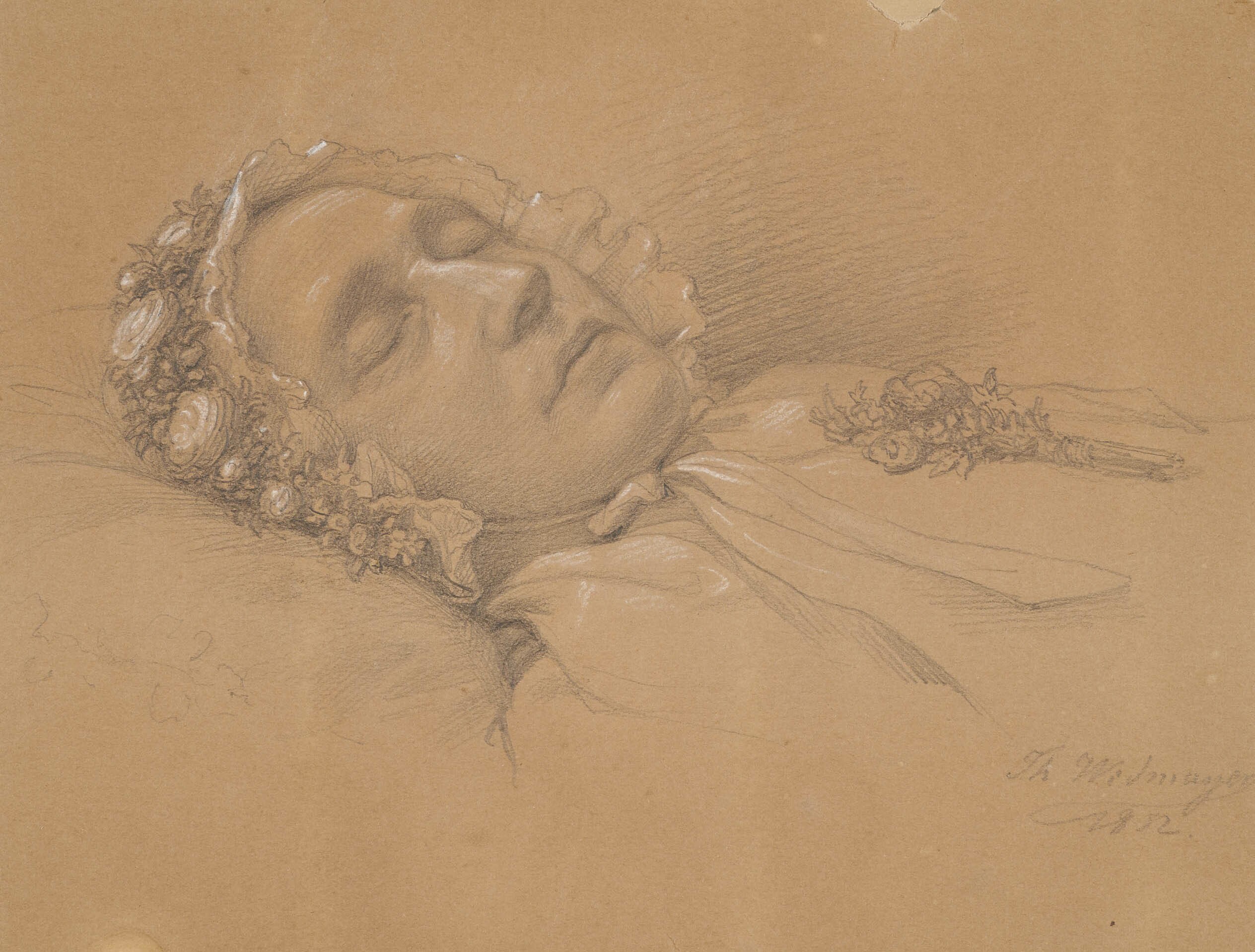 Theodor Widmayer, Bildnis Mathilde Plieninger auf dem Totenbett