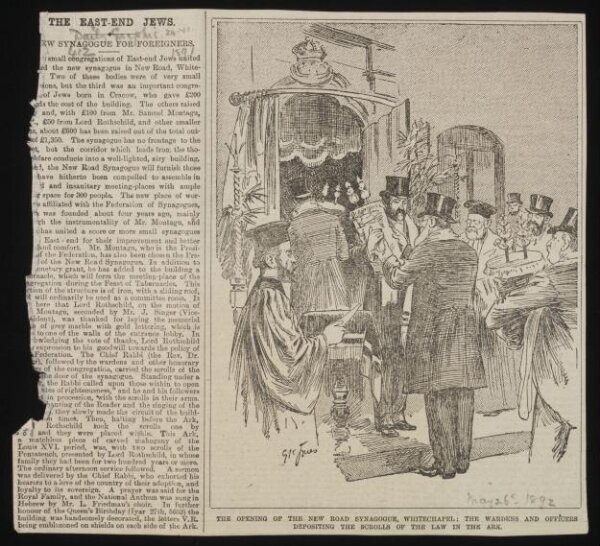 Unknown, The Opening of the New Road Synagogue, Whitechapel: The Wardens and Officers Depositing the Scrolls of the Law in the Ark