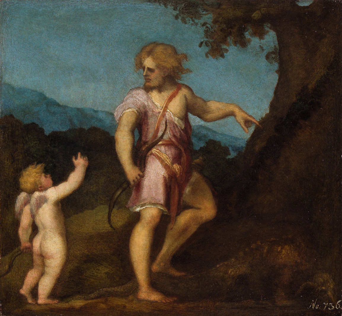 Andrea Schiavone, Apollo and Eros