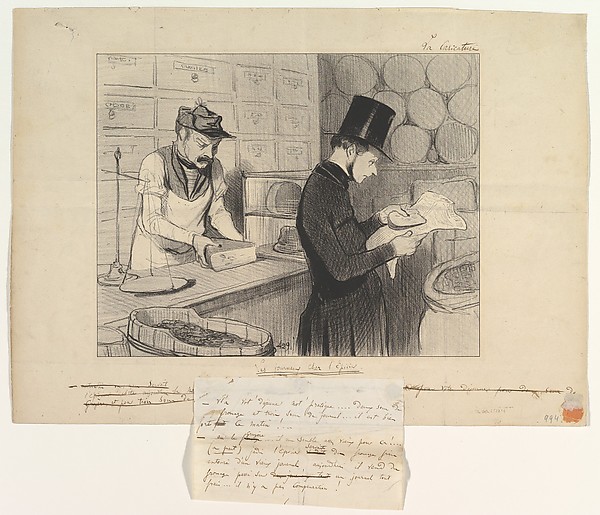 Honoré Daumier, Newspapers at the Grocers (Les journaux chez l'épicier) from La Caricature, October 23, 1842