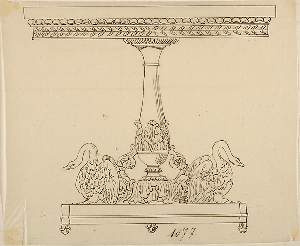 Anonymous, French, 19th century, Design for a Table with an Acanthus Leaf and Swan Base