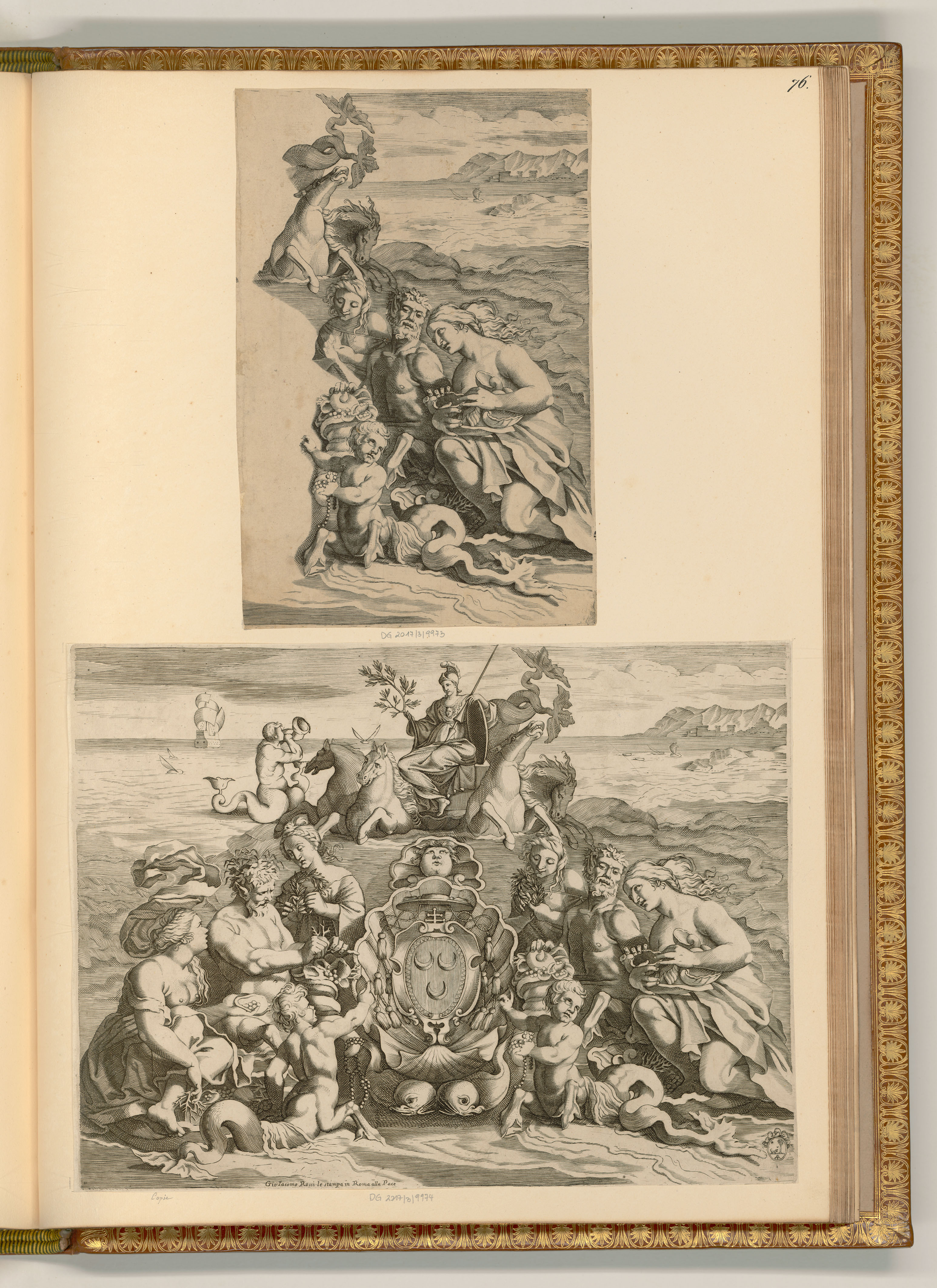 unbestimmt, Allegorische Darstellung, Wappen eines Kardinals, Nereiden und Tritonen