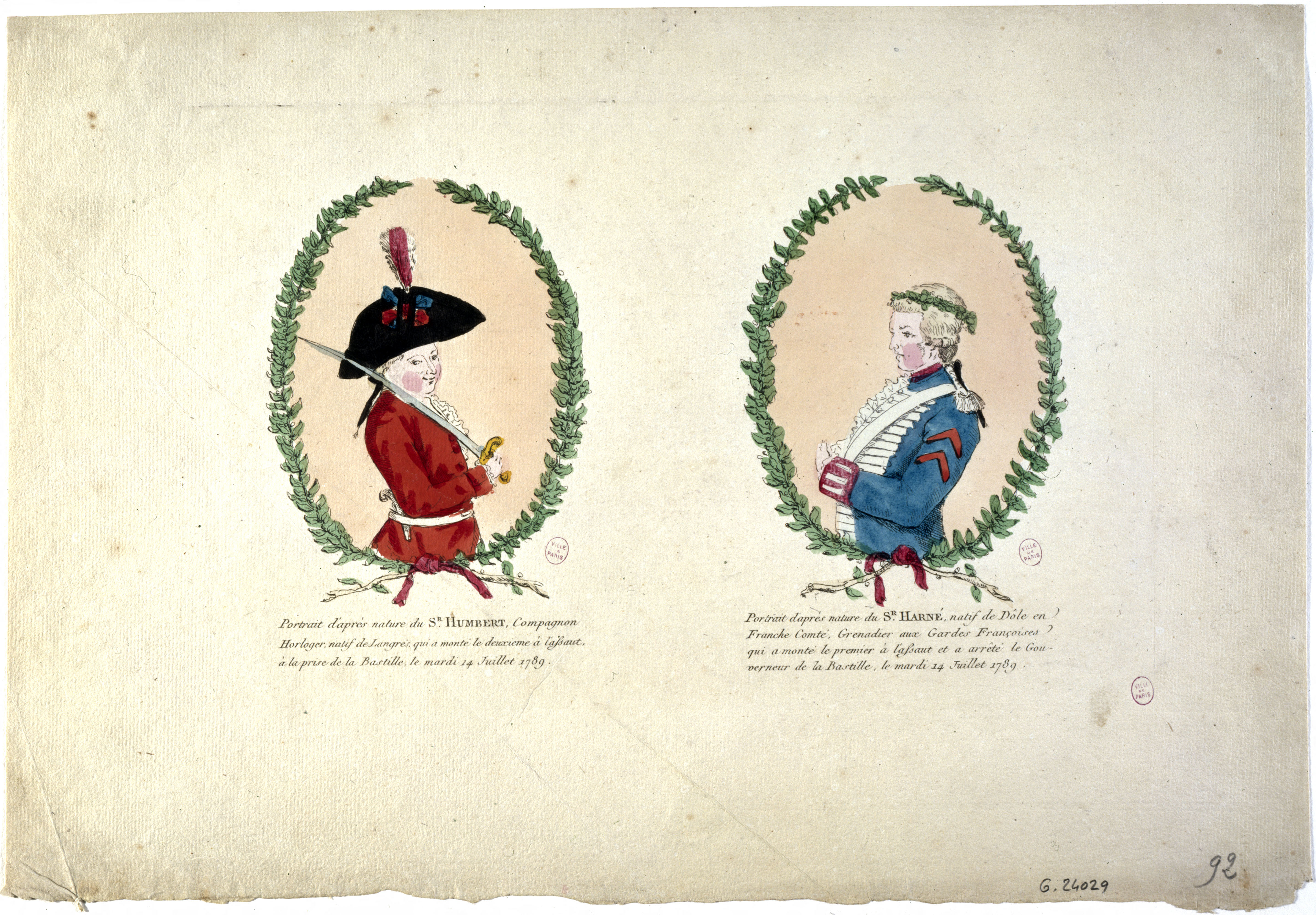 Anonyme, Portrait d'après nature de Sr HUMBERT [...]. Portrait d'après nature de Sr HARNE