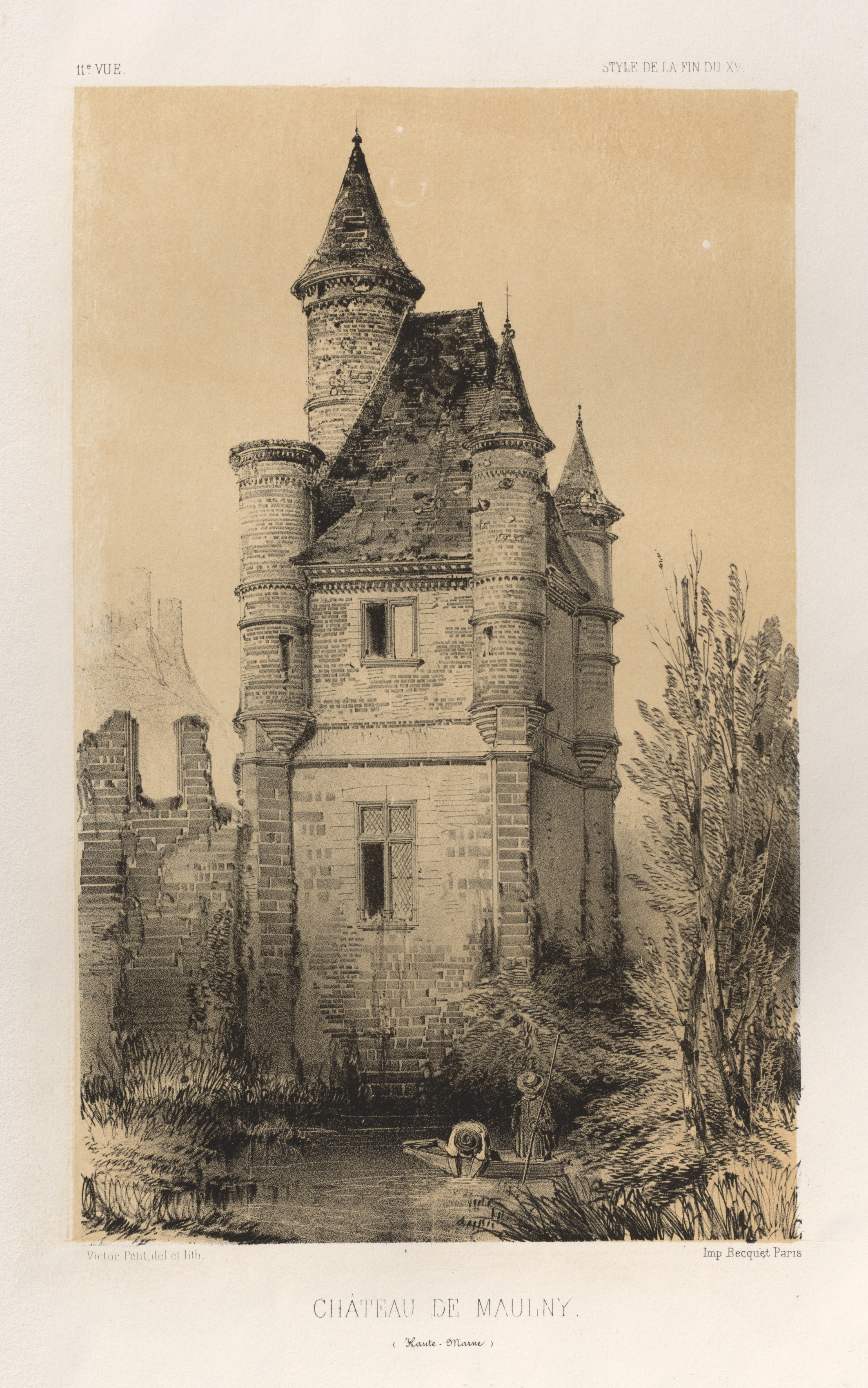 Victor Petit, Architecture Pittoresque ou Monuments des xveme. Et xvieme. Siecles: Chateaux De France des XV et XVI Siecles: Pl.11, Chateau De Maulny (Haute-Marne)