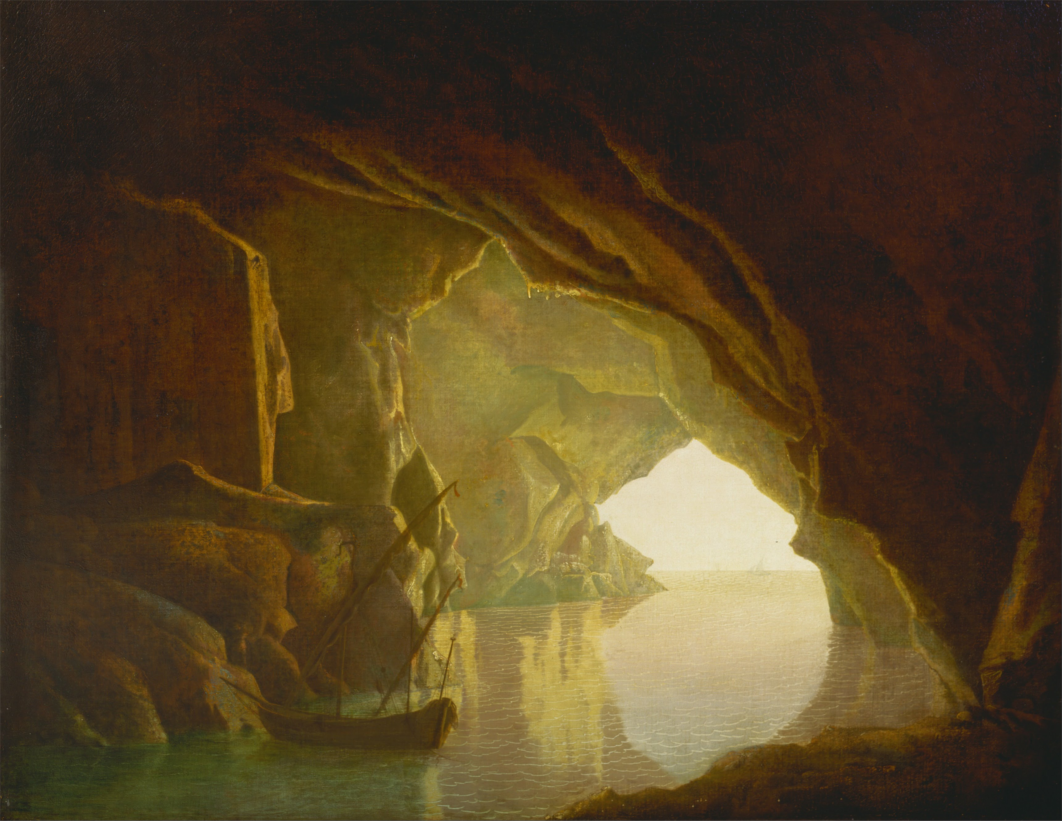 Joseph Wright of Derby, A Grotto in the Gulf of Salerno, Sunset