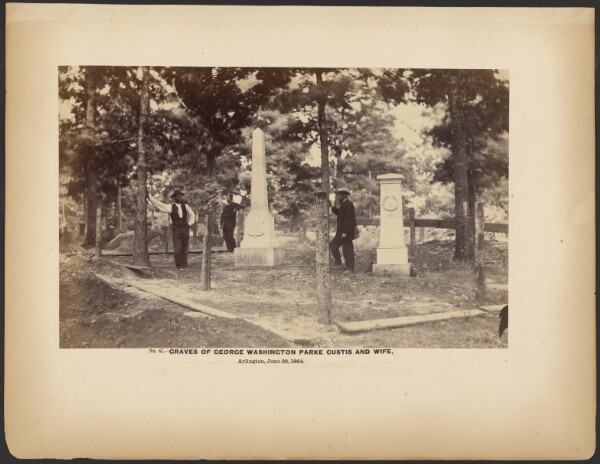 A. J. Russell, No. 87. Graves of George Washington, Parke Custis and Wife, Arlington, June 29, 1864.