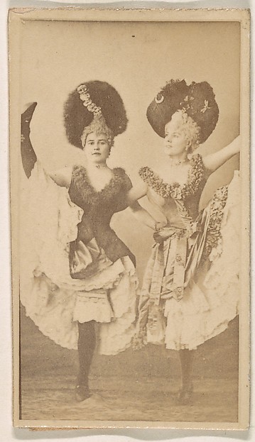 Kinney Brothers Tobacco Company, Two dancers with high kick, from the Actresses series (N245) issued by Kinney Brothers to promote Sweet Caporal Cigarettes