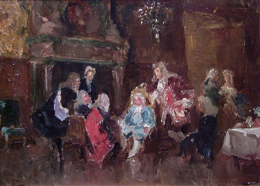 Vincent Stoltenberg Lerche, Scene from L. Holberg's play: The pawned Peasant Boy. (Sketch)