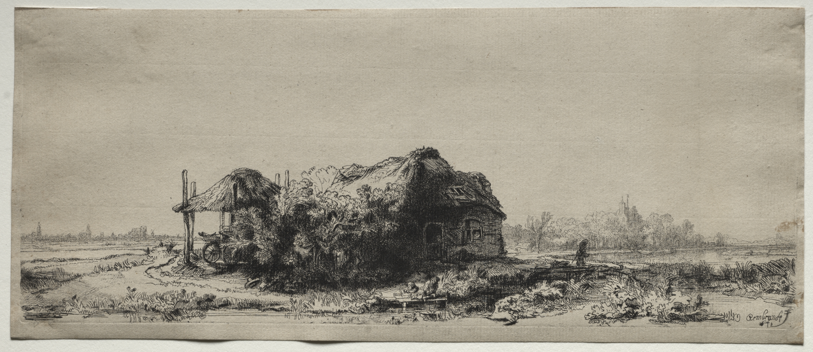 Rembrandt van Rijn, Landscape with a  Cottage and Hay Barn: Oblong