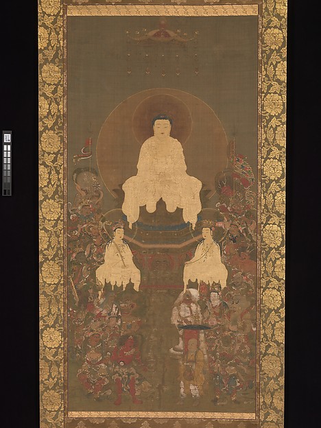 Unidentified artist, Shaka (Shakyamuni), the Historical Buddha, with Two Attendant Bodhisattvas and Sixteen Benevolent Deities