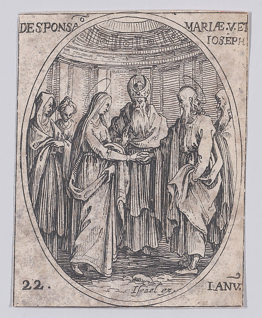 Jacques Callot, Le Mariage de la Ste. Vierge (The Marriage of the Virgin), January 22nd, from "Les Images De Tous Les Saincts et Saintes de L'Année" (Images of All of the Saints and Feast Days of the Year)