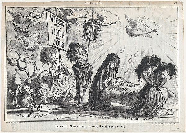 Honoré Daumier, A quarter of an hour after his death, he was still living, from 'News of the day,' published in Le Charivari, February 20, 1866
